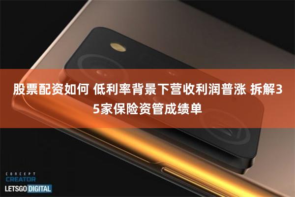 股票配资如何 低利率背景下营收利润普涨 拆解35家保险资管成绩单
