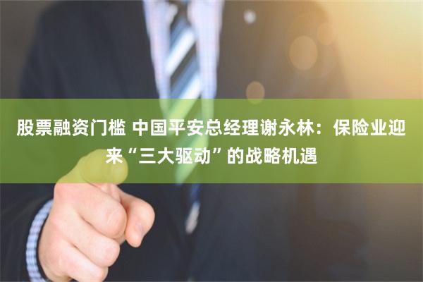 股票融资门槛 中国平安总经理谢永林：保险业迎来“三大驱动”的战略机遇