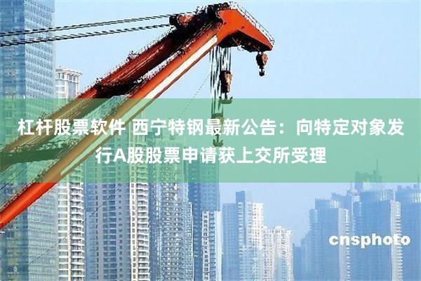 杠杆股票软件 西宁特钢最新公告：向特定对象发行A股股票申请获上交所受理