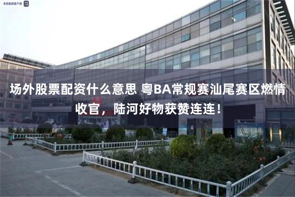 场外股票配资什么意思 粤BA常规赛汕尾赛区燃情收官，陆河好物获赞连连！