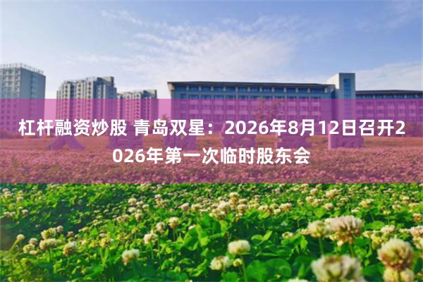 杠杆融资炒股 青岛双星：2026年8月12日召开2026年第一次临时股东会