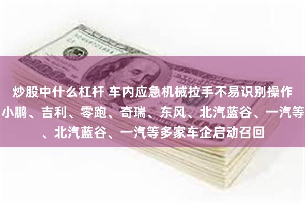 炒股中什么杠杆 车内应急机械拉手不易识别操作!特斯拉、小米、小鹏、吉利、零跑、奇瑞、东风、北汽蓝谷、一汽等多家车企启动召回