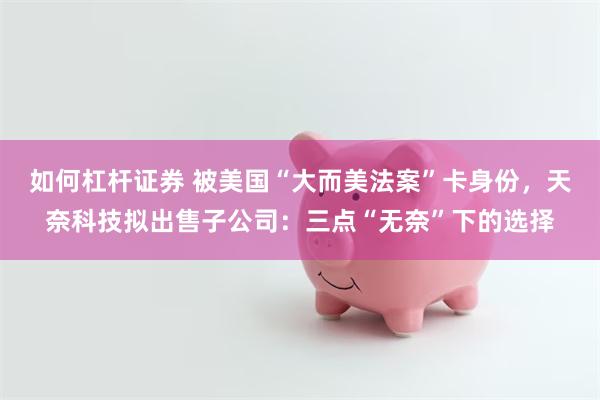 如何杠杆证券 被美国“大而美法案”卡身份，天奈科技拟出售子公司：三点“无奈”下的选择