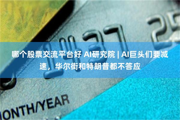 哪个股票交流平台好 AI研究院 | AI巨头们要减速，华尔街和特朗普都不答应