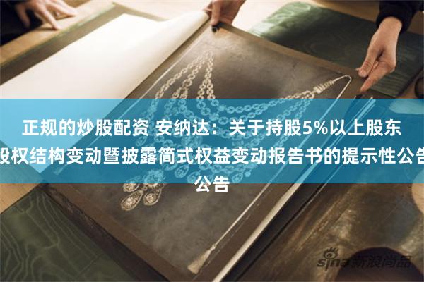 正规的炒股配资 安纳达：关于持股5%以上股东股权结构变动暨披露简式权益变动报告书的提示性公告