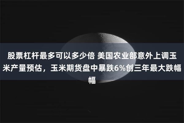 股票杠杆最多可以多少倍 美国农业部意外上调玉米产量预估，玉米期货盘中暴跌6%创三年最大跌幅